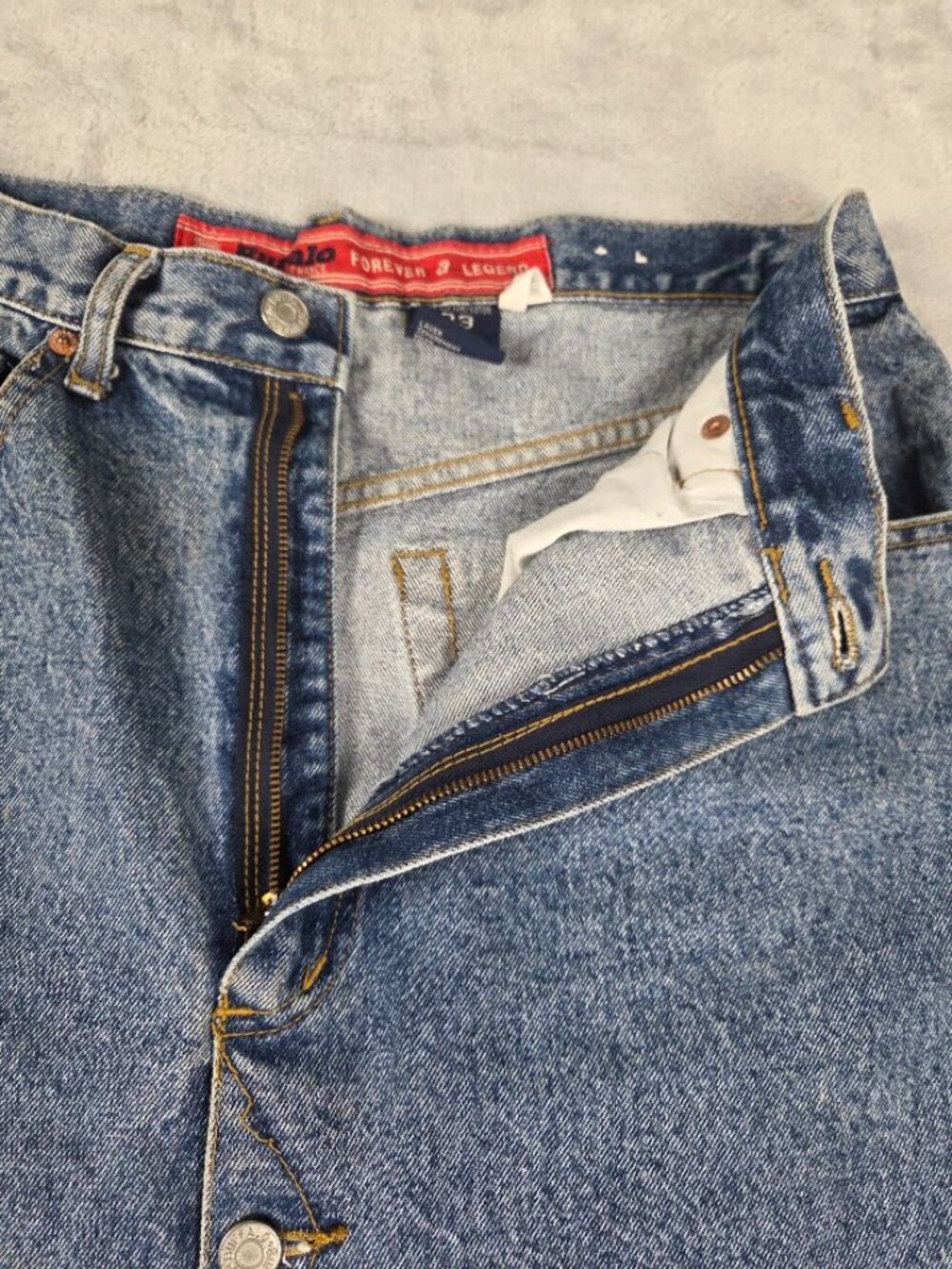 Vintage 90s/Y2K Buffalo "Forever a Legend" Button-Front Denim Midi Skirt Button - Picture 11 of 12